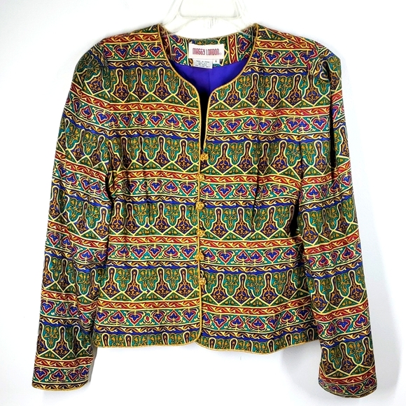 Maggie London Silk Asian Style Blazer 8 - Picture 1 of 11